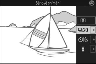 tvíce o fotografování Tato část popisuje další funkce, které lze použít při fotografování. Sériové snímání Tento režim pořizuje série snímků.
