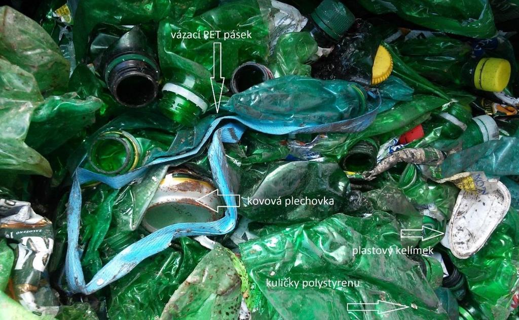 Stručný přehled kontaminantů a jejich zdrojů při výrobě PET vloček Eliminace kontaminantů při recyklaci PET lahví je celkově náročné téma a jak již bylo zmíněno výše, výskyt určitých nečistot se v