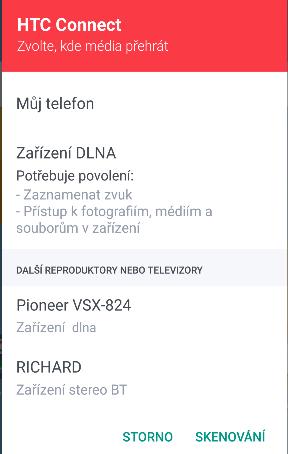 153 Bezdrátové sdílení Sdílení médií pomocí HTC Connect Než začnete, ujistěte se, zda jste si nastavili reproduktory, televizor nebo spotřebič tak, aby byly připojené k vaší síti Wi-Fi.