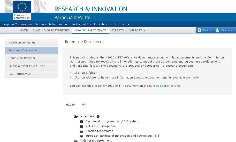 PARTICIPANT PORTAL http://ec.europa.