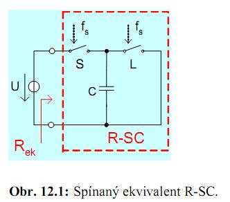 V obvodech SC je simulován ztrátový rezistor bezeztrátovým kaacitorem C, dle rinciielního zaojení.