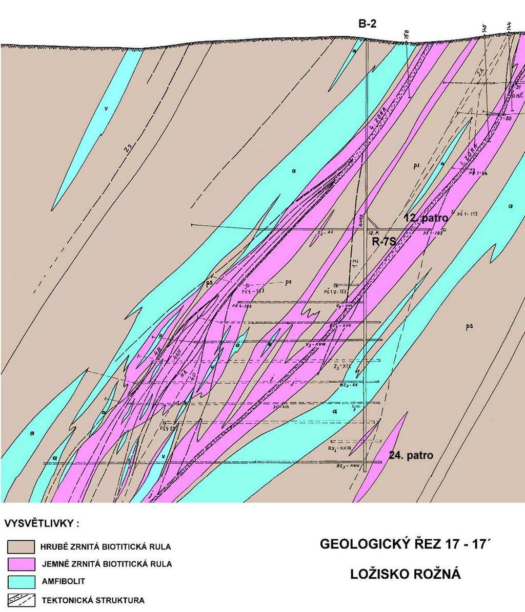 GEOLOGICKÝ ŘEZ LOŽISKEM ROŽNÁ 4. ZÓNA 1.