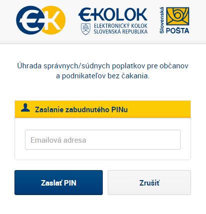 Strana: 8/23 3.1. Zaslanie zabudnutého PIN V prípade, ak pri prihlasovaní neviete PIN, stlačte ikonu Zabudnutý PIN. Zadajte e-mailovú adresu uvedenú pri registrácii a stlačte ikonu Zaslať PIN.