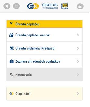 Strana: 9/23 Aplikácia obsahuje hlavnú lištu, ktorá obsahuje tri hlavné tlačidlá: Ikona znamená krok späť v aplikácii. Ikona znamená vrátenie na základné menu aplikácie.