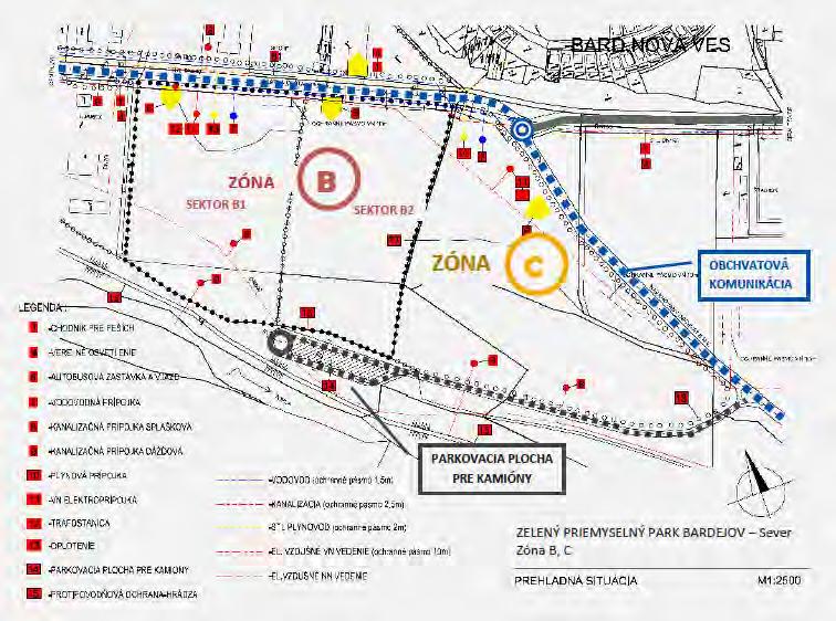 BARDEJOV zelený priemyselný park Bardejov Sever infraštruktúra Všetky plochy v jednotlivých zónach zeleného priemyselného parku majú v dotyku napojenie na dažďovú i splaškovú