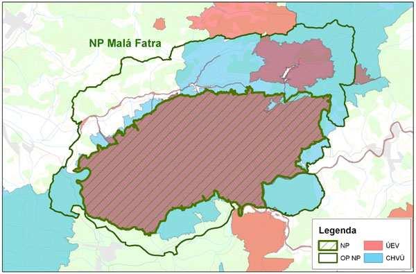 Prehľad národných SR NP Malá Fatra - vyhlásený 1988 (CHKO 1967) - výmera: NP 22 630 ha, ochranné pásmo: 23 262 ha - 70% rozlohy pokrývajú lesné