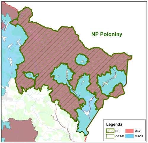 výtvorov NP Poloniny - vyhlásený 1997 - výmera: NP: 29 805 ha, ochranné pásmo: 10 973 ha - biosférická rezervácia - najvyššia koncentrácia prírodných lesov