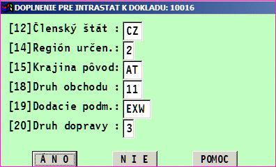 faktúry podklady pre výkaz PRIJATIE TOVARU Zaraďovanie položiek je možné vykonávať v časti evidencia faktúr - dodávateľské. Na túto činnosť je pripravené tlačítko F9 INTRASTAT.