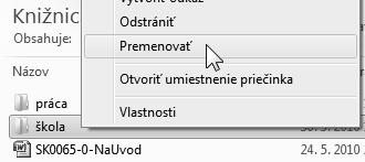 4. Potom stlačte kláves e. OBRÁZOK 3.6 Premenovanie priečinka Kopírovanie súborov a priečinkov Samozrejme, priečinky aj súbory sa dajú vo Windows Prieskumníkovi tiež jednoducho kopírovať či presúvať.