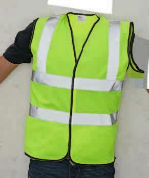 Hi -Vis vesta s kontrastními černými paspulemi a relexními pruhy relexní pásky 3x šířka 5 cm zapínání na suchý zip kamizelka Hi-Vis z