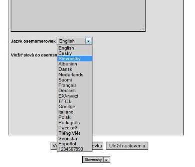 Obrázok 11 Nastavenie slovenského jazyka Prameň: vlastný návrh 3. Do okienka s názvom Vložte vaše slová vpisujeme slová, ktoré chceme mať v osemsmerovke. 4.