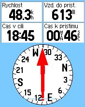 14 etrex Legend Cx/Vista Cx Stránka Kompas Kompasová stránka Ukazovateľ kurzu Ukazovateľ smeru Kompasový kruh sa otáča podľa toho, ako ste orientovaní ku svetovým stranám Ukazateľ kurzu indikuje smer