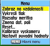 Rozsah mierky siete Pole s výškou Relatívne stúpanie/klesanie Stránka Výškomer (iba etrex Vista C) Stránka Výškomer Voľby stránky Nastaviťeľné dátové polia Výškový profil - vykreslenie vo vzťahu k