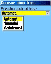 Používanie trás Voľby uložených trás Voľby funkcie Trasa Pre zmazanie trás: 1. Presuňte sa na stránku s uloženými trasami a stlačte MENU pre vyvolanie ponuky na stránke. 2.