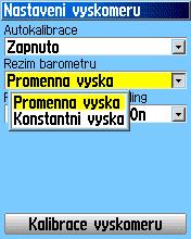 výška je korigovaná cez GPS signál. 3. Zvýraznite pole Mod barometru a stlačte ENTER. Voľbu Promenna vyska je vhodné používať, pokiaľ sa pohybujete, zatiľ čo Konstant.