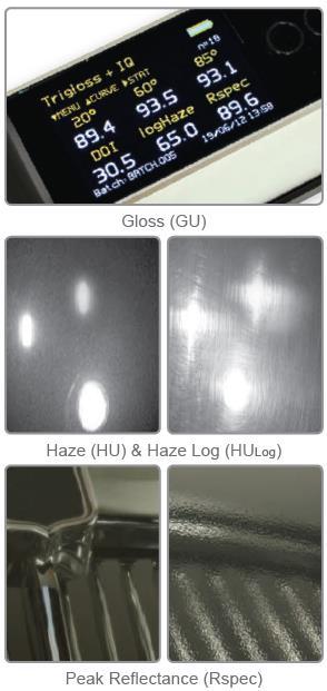 Definice pojmů Lesk (GU) Gloss Tato hodnota je přímo úměrná množství světla odraženého z povrchu a určuje, jak je povrch na pohled lesklý.
