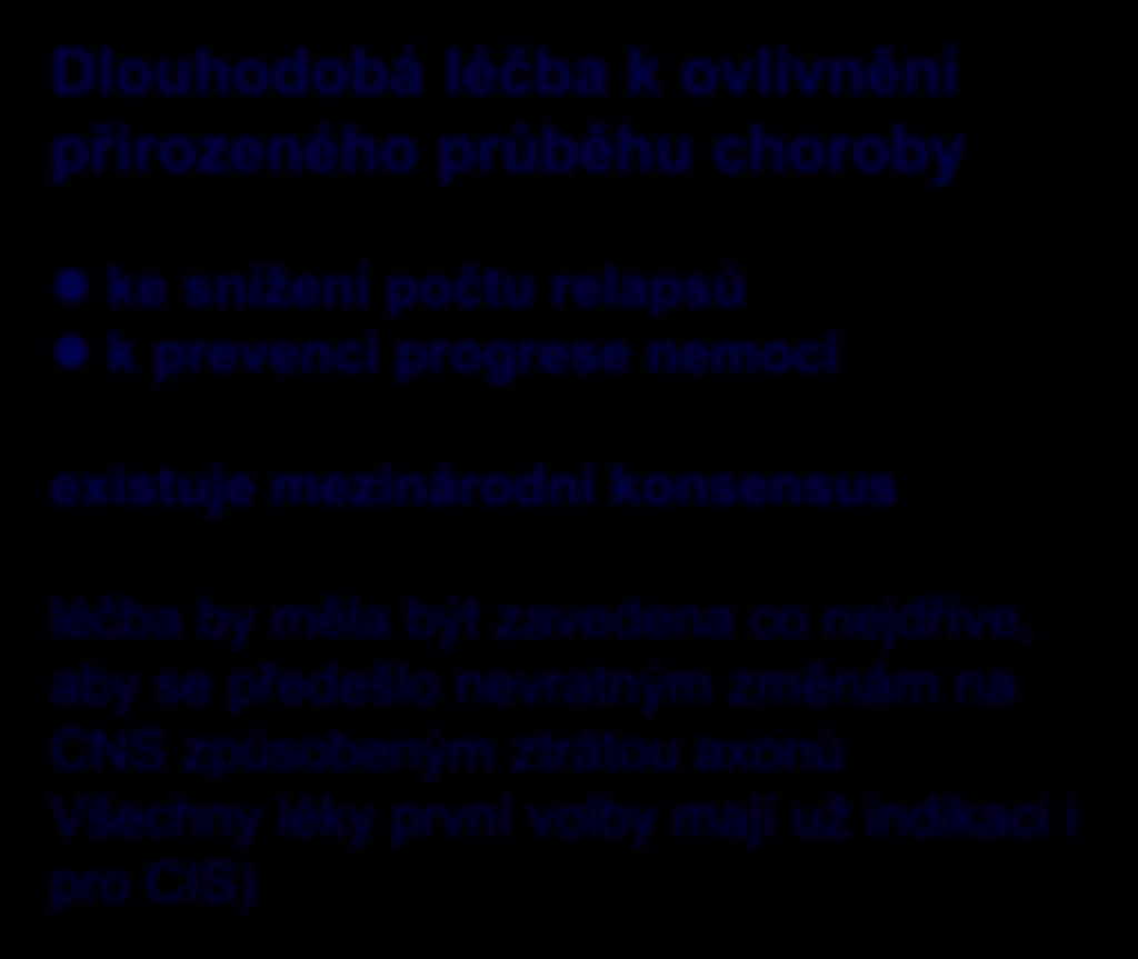 Dlouhodobá léčba k ovlivnění přirozeného průběhu choroby ke snížení počtu