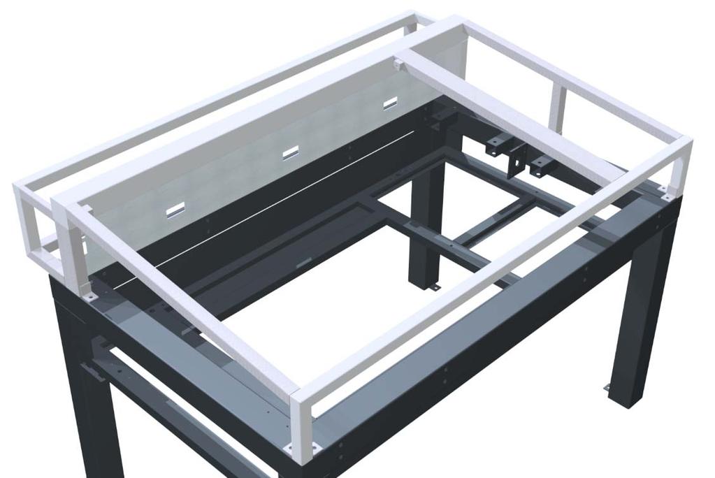 UTB ve Zlíně, Fakulta technologická 55 Obr. 21. Náhled na návrh řešení rámu. Tato oddělená rámová konstrukce bude připevněna k základnímu stolu pomocí šroubů.