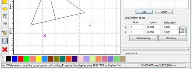 Jednotlivým čarám uživatel přiřadí hladiny (barev) s různými parametry intenzity záření a rychlosti posuvu. Proto je možné gravírovat i řezat v jednom kroku.