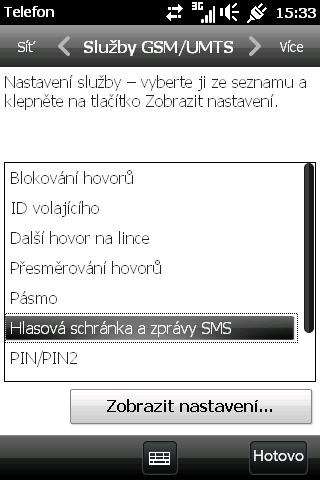 a zprávy SMS. Klikněte na tl. Zobrazit nastavení.