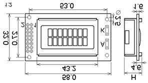 0 a 5V D závisí na konkrétní barvì a provedení pracovní teploty -20 a +70 formát znaku 5 x 7 bodù + kurzor