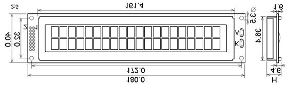 neg. 1 LED bílá 32 ET spodní -20 +70 59189 WH2002A-YYH-ET# 20 2 3,2 x 5,55 116 37 13,9