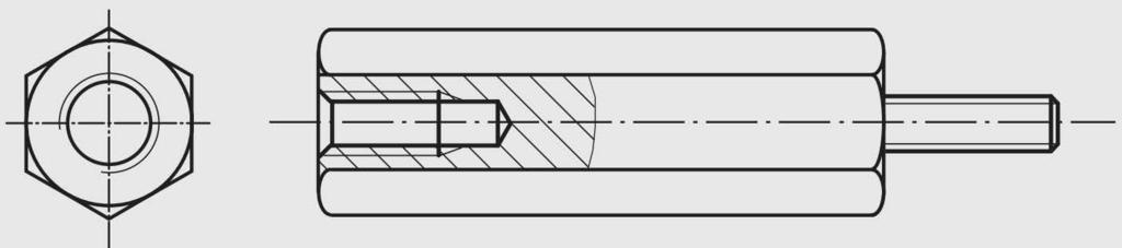 non-metallic insert (GUK), with fine pitch thread Matice šestihranné prodlužovací Gewindemuffen, Sechskant Ausfí.