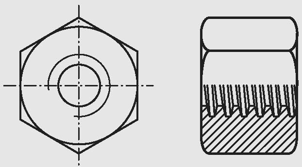 mit Trapezgewinde, Héihe = 1,5d Hexagon nuts with trapezoidal thread, height = 1,5d Matice nýtovací s plochou