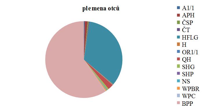 Tab. 1 Zastoupení plemenných hřebců figurujících u nepůvodových potomků Plemeno hřebce Počet ks A1/1 3 APH 11 ČSP 4 ČT 3 HFLG 292 H 2 OR1/1 1 QH 20 SHG 6 SHP 1 NS 2 WPBR 4 WPC 1 BPP 514 Graf 1.