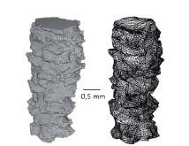 PŘEHLED SOUČASNÉHO STAVU POZNÁNÍ Obr. 1.12 Efektivní objem prutu (vlevo), 3D povrch prutu (vpravo)[17]. 1.1 Technologie SLM Selective Laser Melting 5.6.