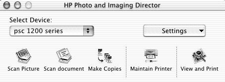 kapitola 2 pro uživatele macintosh Prove te jeden z následujících krok : V prost edí OS 9 poklepejte na ikonu HP Photo and Imaging Director (Správce fotografií a obrázk HP) na pracovní ploše.