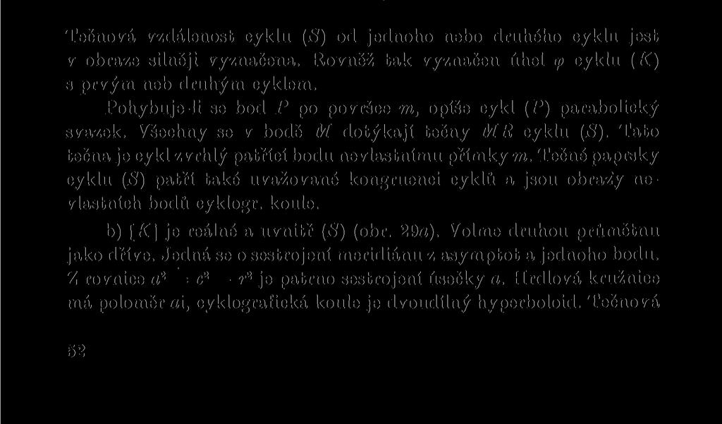 bodů P a P'\ prvním jdou přímky m, n, druhým m', n'. V obraze jeví se jako tečny obrysové kružnice, takže rax = m/, = ný.