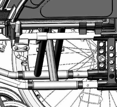 Make sure that the clips () snap into the frame holes provided. To keep the frame as compact as possible, the seat depth can also be adjusted by using the back tubes (4 5 cm in steps of 2.5 cm).