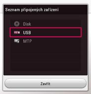 Zobrazí se soubor nebo složka připojeného zařízení. 5. Zvolte soubor pomocí W/S/A/D a stiskněte d(play) nebo ENTER (b) pro jeho přehrání.