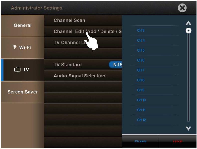 8. Triedenie a správa televíznych kanálov Stlačte