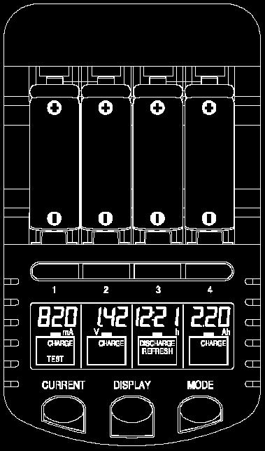 Zjištění plného nabití akumulátoru (akumulátorů) provádí tato nabíječka na principu PVD (Peak- Voltage-Detection = detekce vrcholového napětí) neboli metodou přírůstku (rozdílu) napětí - U.