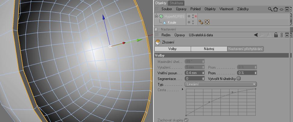 CINEMA 4D R 11.5 Základní návody 103 Modelování vnitřních prostor židle Vnitřní prostor židle je vyplněný ze dvou polštářů.