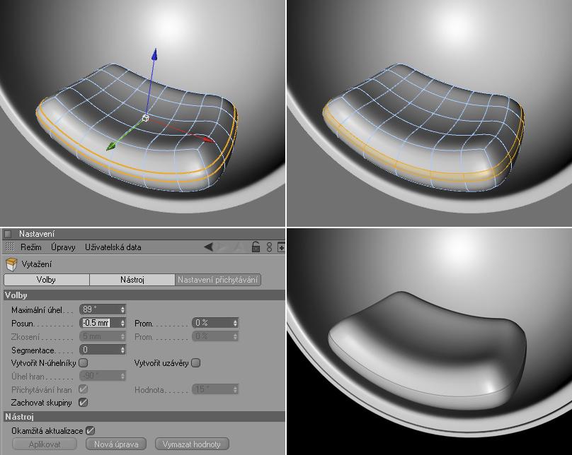 CINEMA 4D R 11.5 Základní návody 109 Polštář opěráku Nyní vytvoříme polštář opěráku, kterým uděláme naší židličku o další kousek pohodlnější.