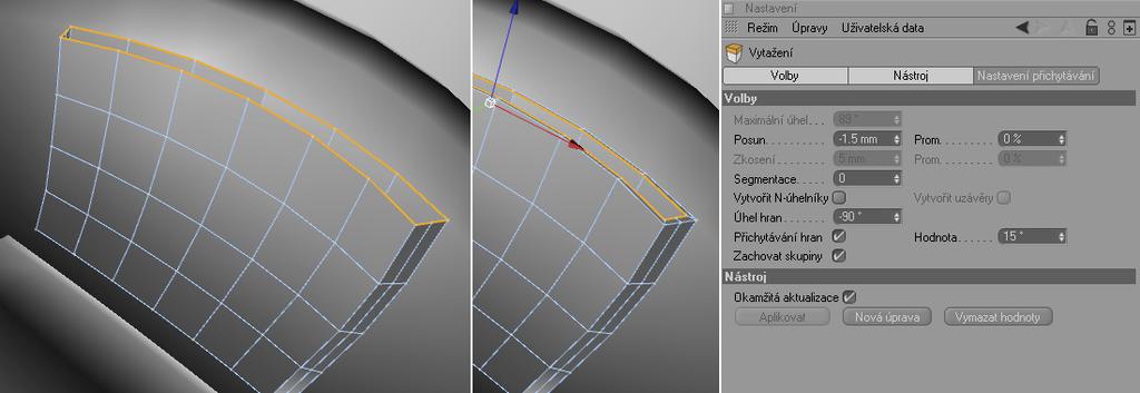 112 Arndt von Koenigsmarck Přepneme se zpátky do režim editace polygonů a zobrazíme si pomocí vlastnosti zachovaného výběru dříve skryté polygony (Zobrazit skryté polygony).