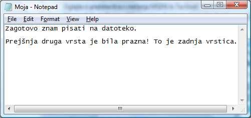 20 stevec++; In še celotna metoda public static void IzpisDatoteke2(string ime) StreamReader izhtok; izhtok = File.