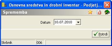 2.7.2. Vnos več enakih kosov osnovnih sredstev, nabavljenih po različnih nabavnih cenah V tem primeru uporabimo gumb Vnesi zapis iz.