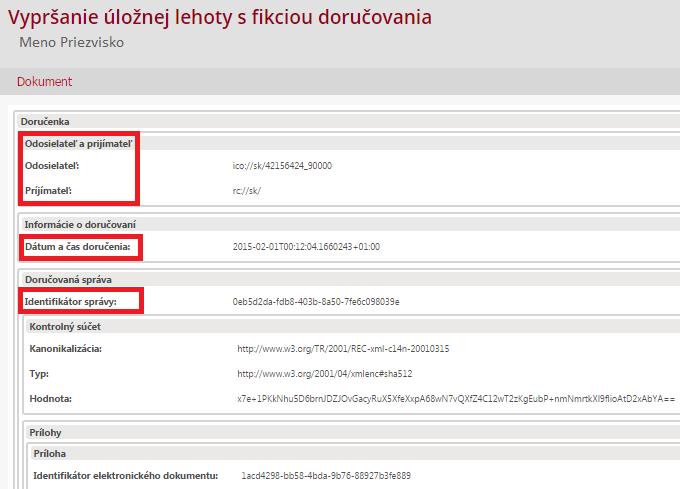 Obr. 12 Vypršanie úložnej lehoty s fikciou doručenia 2.