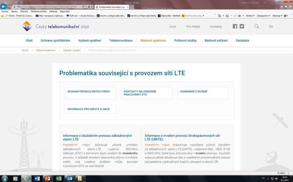 18 Doporučený postup pro diváky při rušení televize 1. Než nahlásím rušení TV příjmu na ČTÚ: Prověření přijímací antény TV, popř.