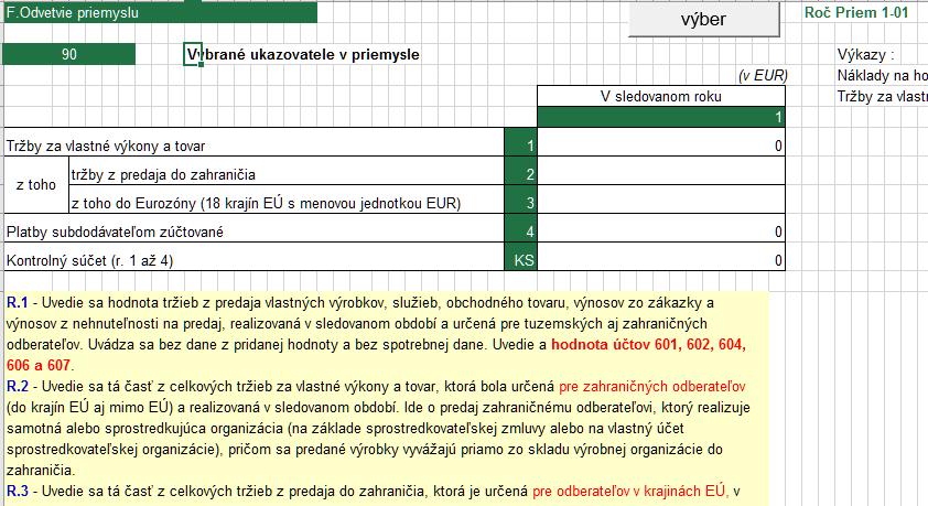 V každom moduly je uvedený zdroj výkazu, číslo modulu, názov modulu, metodické vysvetlivky a