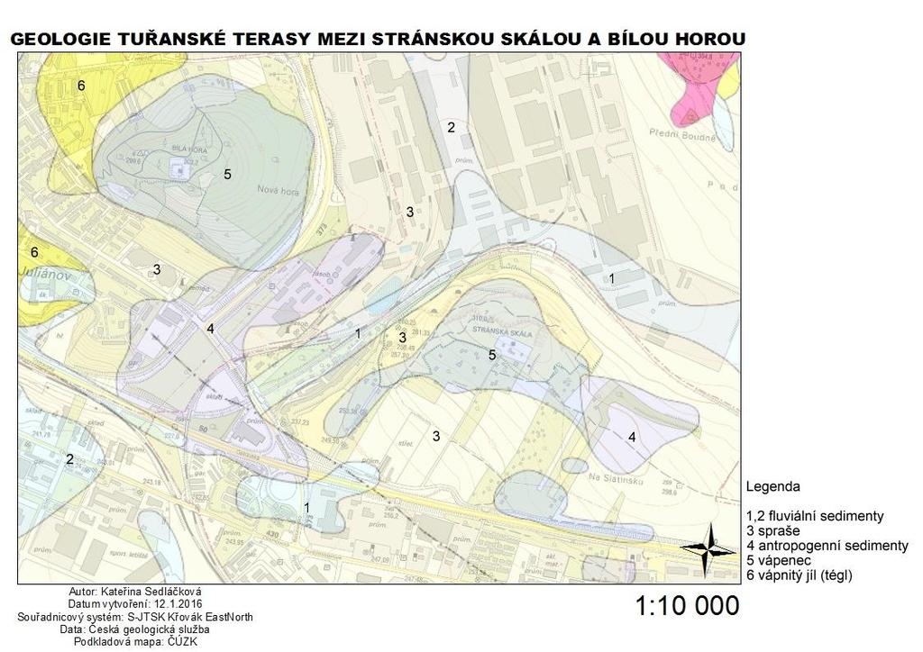 Sedimenty tuřanské terasy jsou zde rozšířeny na ploše zhruba 66 ha. (Kuchovský, 1999) Geologické poměry na zkoumaném území viz Obr. 25