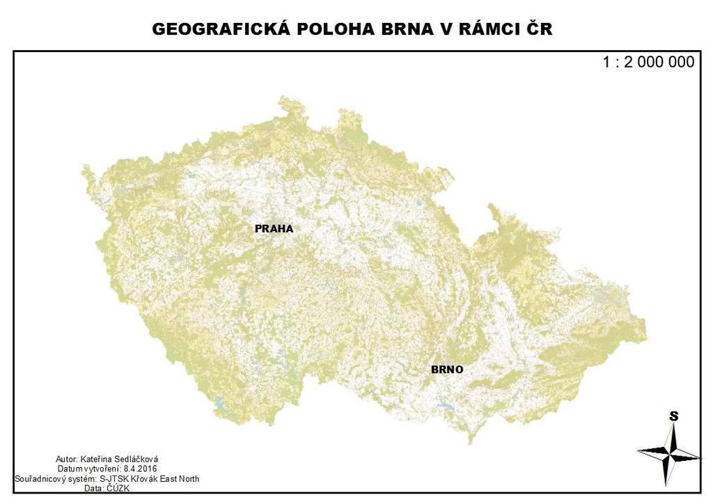 3. VYMEZENÍ OBLASTI BRNĚNSKA V KONTEXTU TŘÍ HLAVNÍCH TOKŮ 3.1 Přírodní poměry Brněnská městská aglomerace leží na soutoku řek Svratka a Svitava na jihovýchodě ČR (viz Obr.