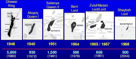 SAUDSKÁ ARÁBIA Hráč č. 1 produkcia 9,5 mil. b/d z 85 mil. b/d (svet 2005) Objav tis. b/d * 2006: 5 najväčších ropných polí = 90% produkcie. * Najkvalitnejšia ropa je preč.