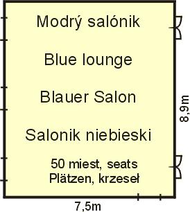 Kongresové centrum MODRÝ SALÓN kapacita 18-60 miest Usporiadanie: typ I - 60 miest U - 40 miest -