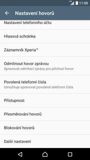 Identifikace volajícího (CLIP/CLIR) Nastavení. Vyberete možnost Hovor. Dále zvolíte Další nastavení.