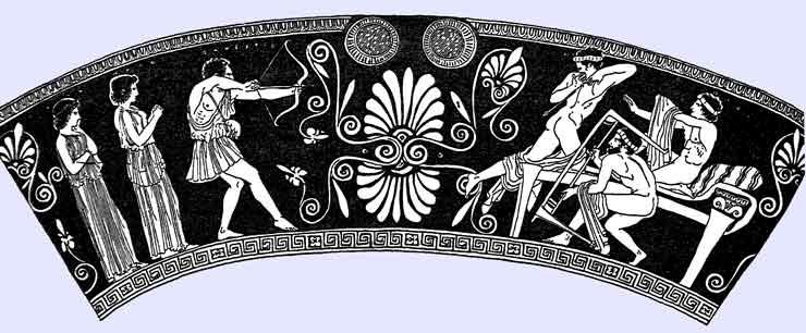 Obr. 72 Odysseus zabíjející ženichy.